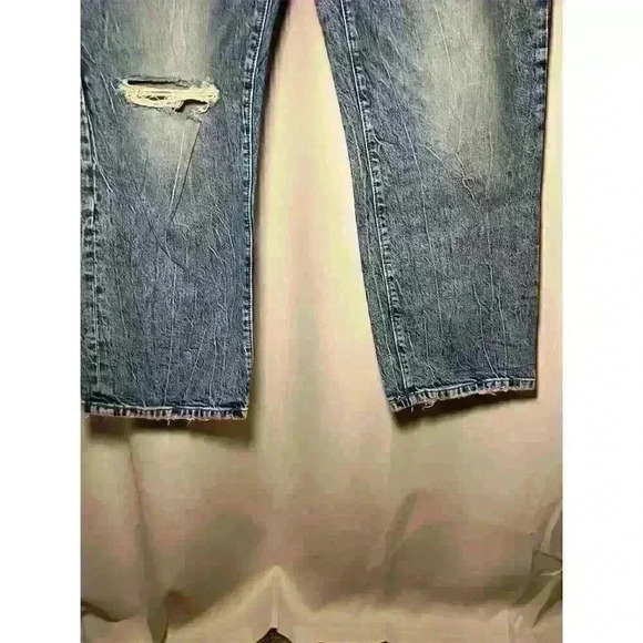 Loft Women's High Rise Straight Leg Distressed Jeans Size 18 Blue Denim - Picture 2 of 16